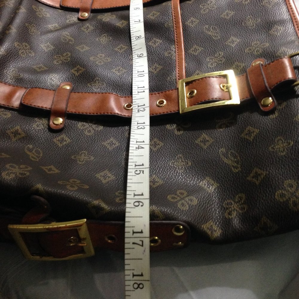 Heavy Duty Fashion Print Vintage Design Large Tote Zippered Bag, Exterior Pocket - Picture 12 of 16